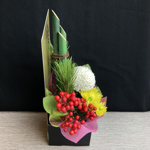 ご予約スタート♪【生花】ミニ門松 お正月アレンジーゴールド フラワー