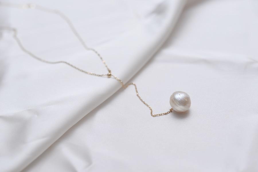 Mellow|[K10]南洋パールY字ネックレス　ホワイト