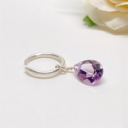 ピンクアメジストの2wayイヤーカフ◇純銀 シルバー925◇片耳用 天然石 シンプル イヤカフ ピュアシルバー宝石質 2枚目の画像