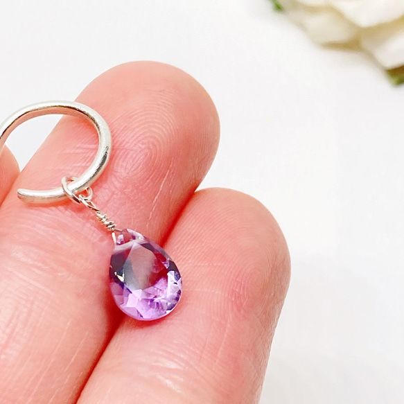 ピンクアメジストの2wayイヤーカフ◇純銀 シルバー925◇片耳用 天然石 シンプル イヤカフ ピュアシルバー宝石質 7枚目の画像