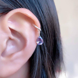 ピンクアメジストの2wayイヤーカフ◇純銀 シルバー925◇片耳用 天然石 シンプル イヤカフ ピュアシルバー宝石質 12枚目の画像