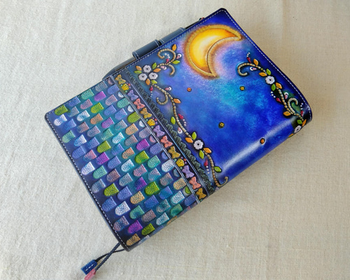 ほぼ日手帳カズン対応 レザー手帳カバー 刻印＆拭き染め A5サイズ 手帳