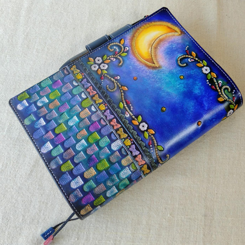 ほぼ日手帳カズン対応 レザー手帳カバー 刻印＆拭き染め A5サイズ 手帳