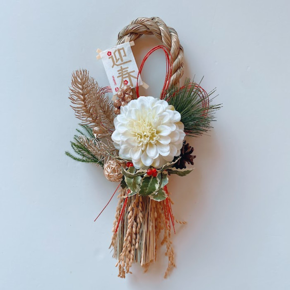 玄関お正月飾り しめ縄飾り 水引 モダン 華やか おしゃれ しめ縄リース