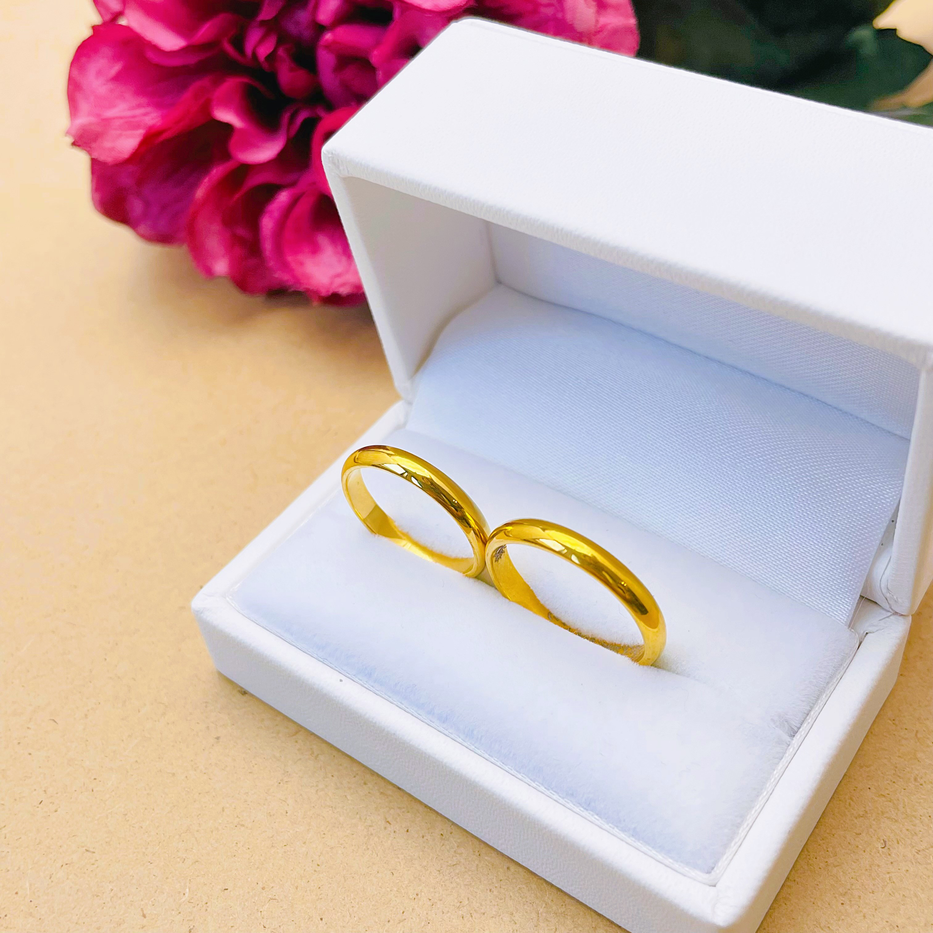 【natural*】秋風を感じる優美なペアリング ＊ ゴールド 刻印 指輪 サージカルステンレス素材〈2本価格〉