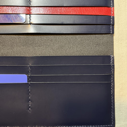 ハンドメイド手縫『濃紺の革の長財布』 3枚目の画像