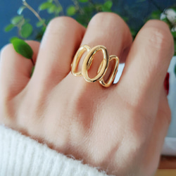 連なるオーバルシルバーリングgold ring　個性あふれる存在感　RS-96高品質 7枚目の画像