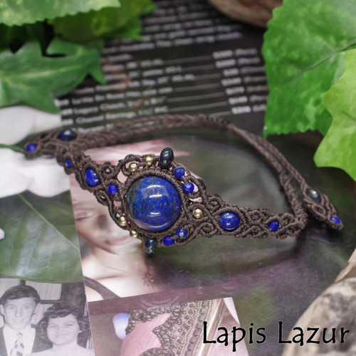 蒼き聖石『ラピスラズリ』ハンドメイドマクラメ編みブレス43