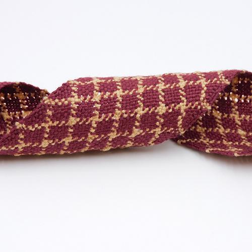 ダイアゴナルチェック柄ツイードリボン （ワイン）38mm×50cm リボン