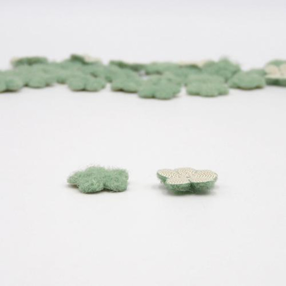 お花のウールパーツ15mm 【Green / グリーン】10個 3枚目の画像