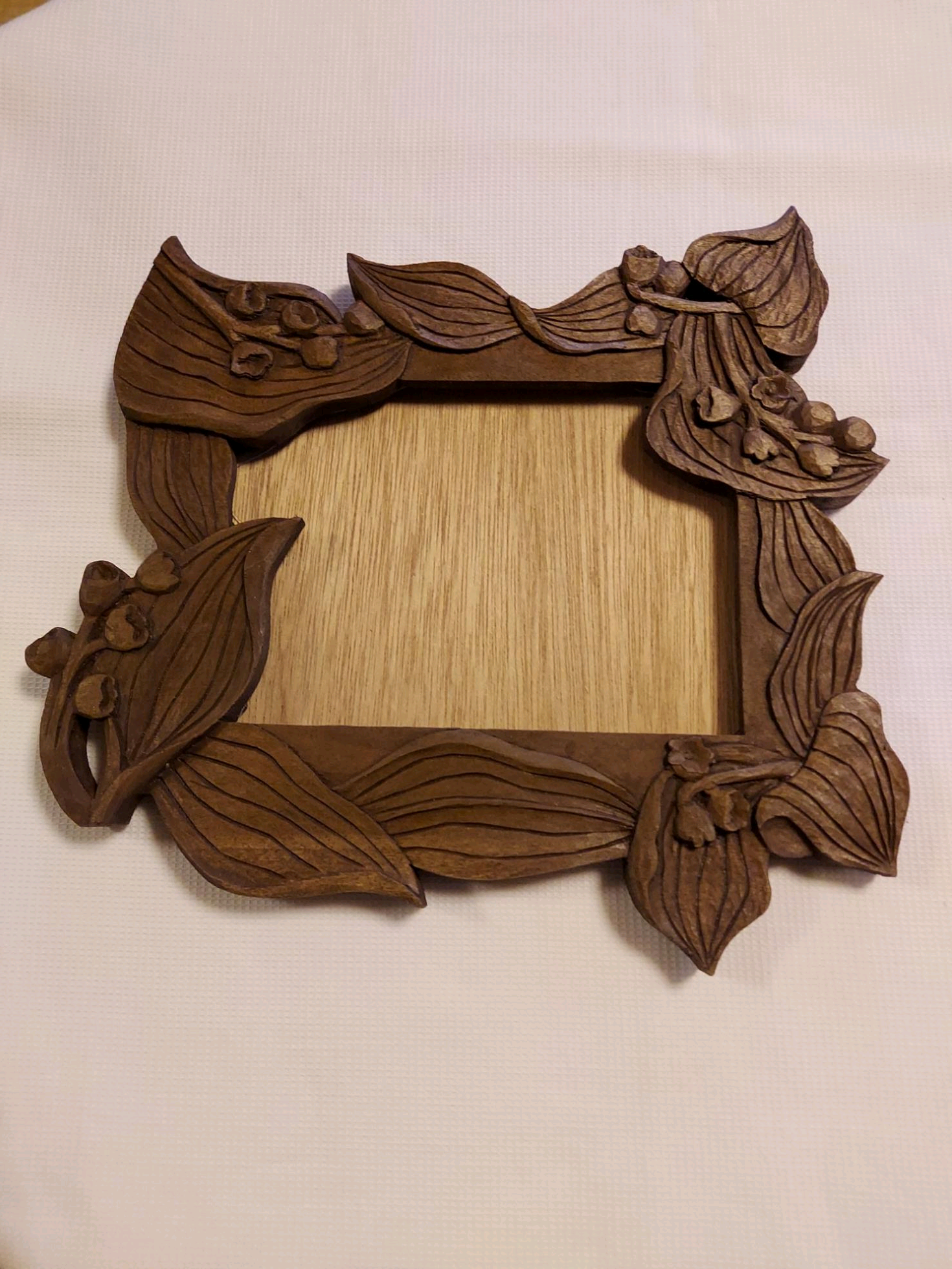 木彫りのフォトフレーム(すずらん)