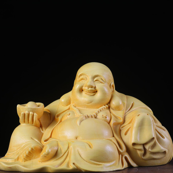 彫刻 布袋様 七福神 精密彫刻 木彫仏像 仏教美術品 彫刻 大波彫刻 通販 