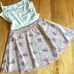 リバーシブル ピンク×グレージュ バレエ プルオンスカート Ｍ～Ｌ 6枚目の画像