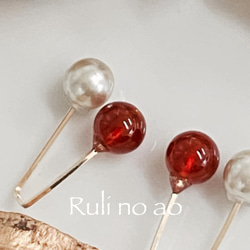 ✳︎Red agate✳︎レッドアゲート✳︎瑪瑙2wayイヤリング✳︎イヤクリップ✳︎ピアス✳︎14KGF✳︎ 4枚目の画像