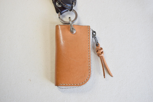 姫路産のナチュラルのヌメ革のL字ファスナー財布（カードポケット付き）　L173 8枚目の画像