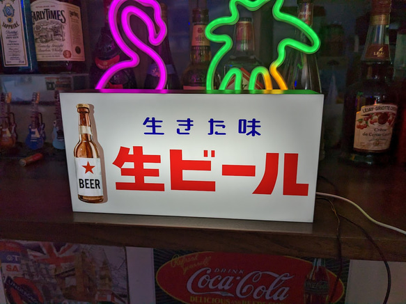 【Mサイズ】生ビール BEER ビール 居酒屋 スナック 昭和 レトロ 看板 置物 雑貨 LED2way電光看板 9枚目の画像