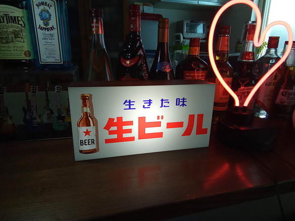 【Mサイズ】生ビール BEER ビール 居酒屋 スナック 昭和 レトロ 看板 置物 雑貨 LED2way電光看板 7枚目の画像