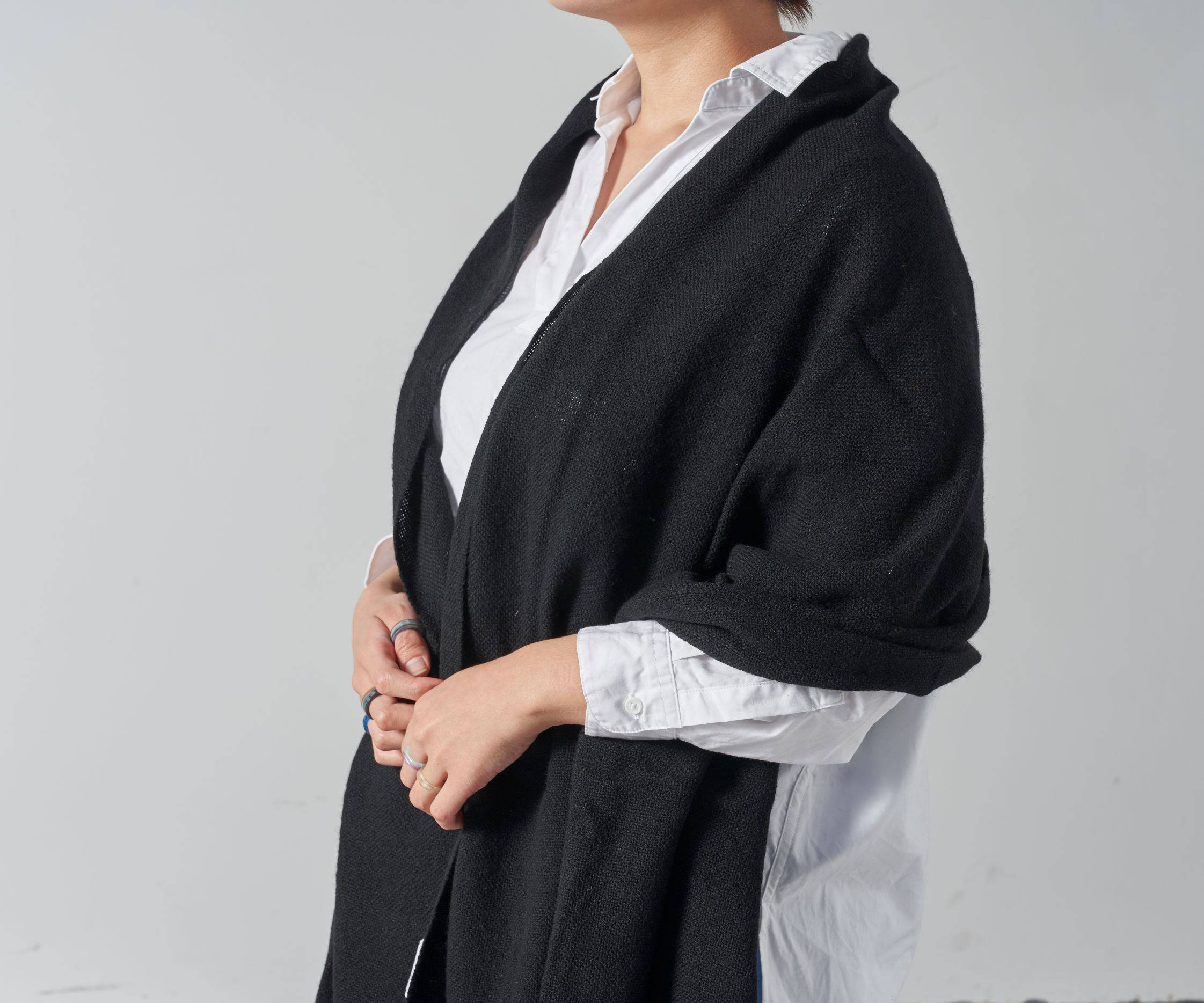 カシミア100％ 大判 ストール　手織り　ブラック　冠婚葬祭　ハンドメイド