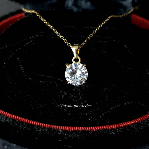 【14kgf】宝石質・大粒キュービックジルコニア(CZ) ネックレス 1枚目の画像