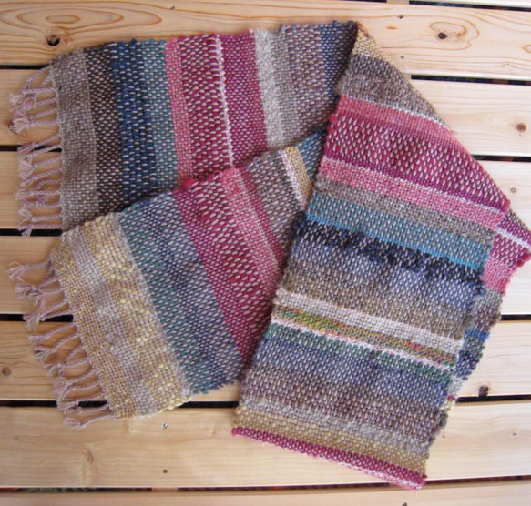 毛糸の手織りマフラー2121 6枚目の画像