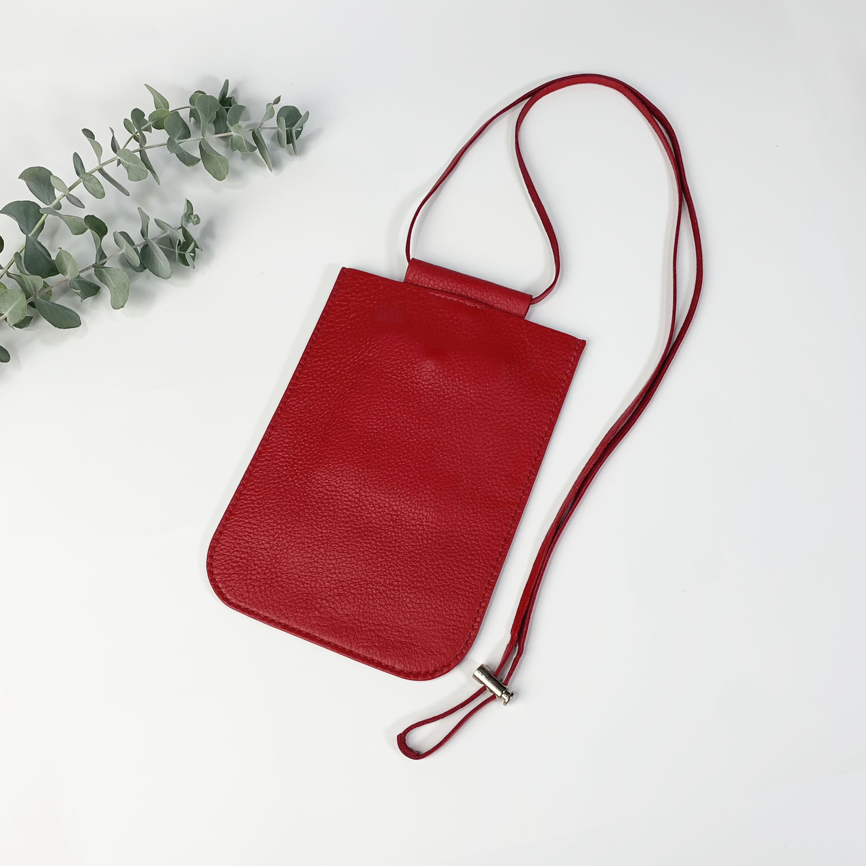 本革サコッシュ(赤)　ポケット付き