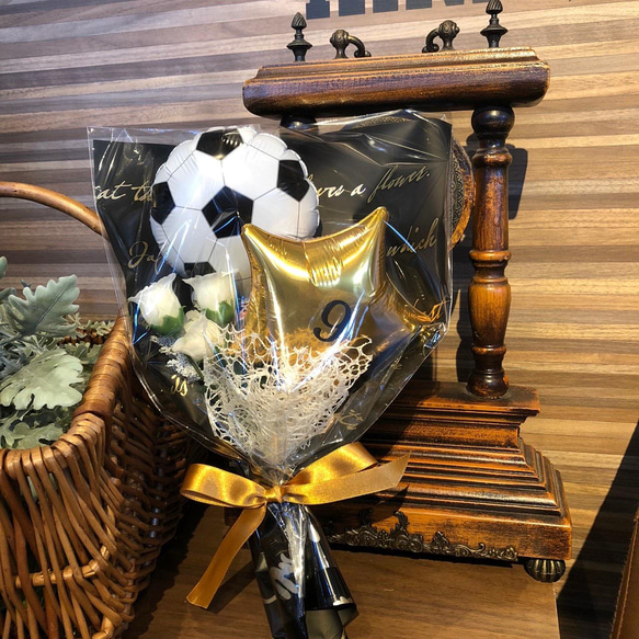 【Sportsbouquet】文字入れ込み　花束　卒団式　バルーン　サッカー　バスケ　野球　 2枚目の画像