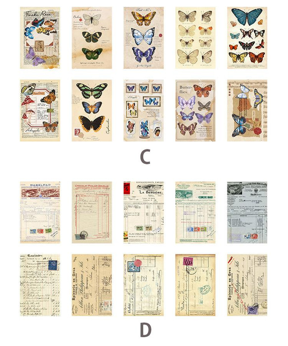 6種類　ページシリーズ3　古書　新聞　地図　音譜　手紙　デザインペーパー　レトロ　コラージュ　紙モノ 6枚目の画像