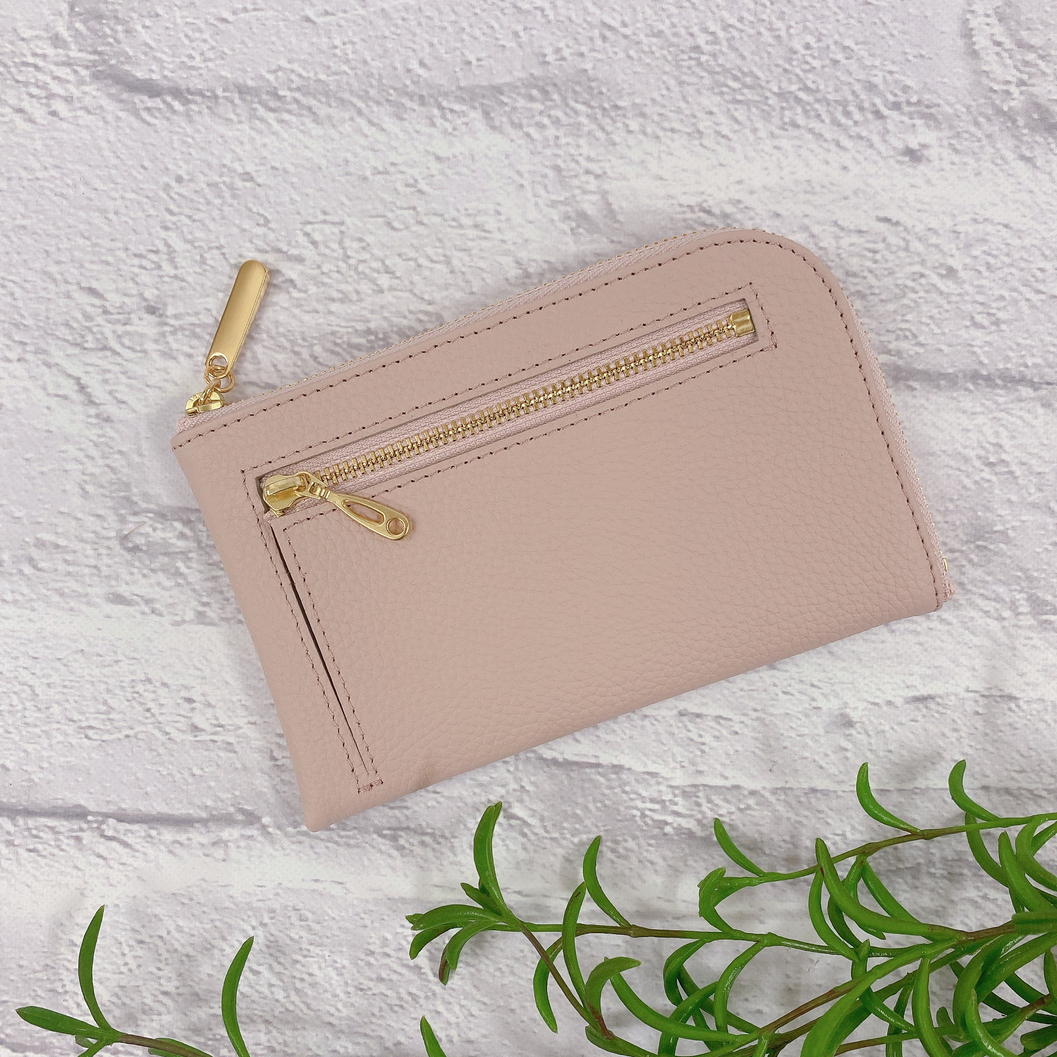 薄くて軽いコンパクトな財布 10枚カードポケット  シュリンク ベビーピンク