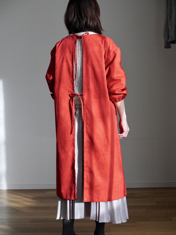 おとなの割烹着（ポケット付き）ルージュ 