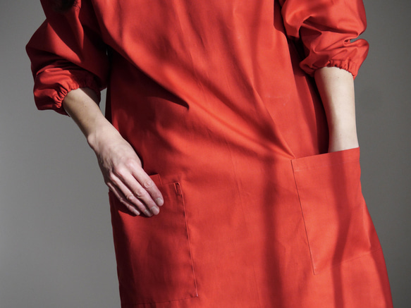 おとなの割烹着（ポケット付き）ルージュ 