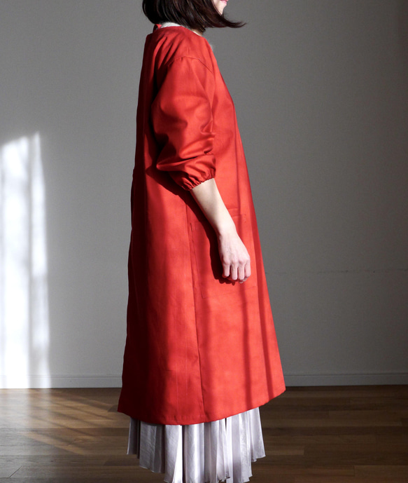 おとなの割烹着（ポケット付き）ルージュ 