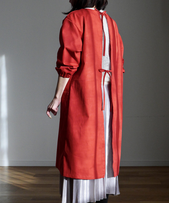 おとなの割烹着（ポケット付き）ルージュ 