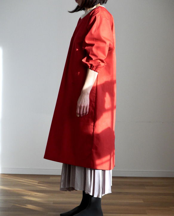 おとなの割烹着（ポケット付き）ルージュ 