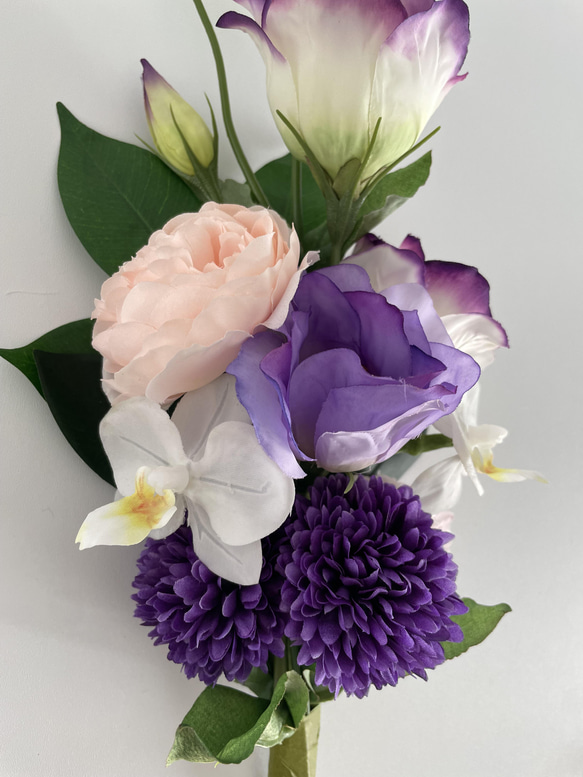 【送料無料】アーティフィシャルフラワー仏花一対　花器無し　40cm お供え 5枚目の画像