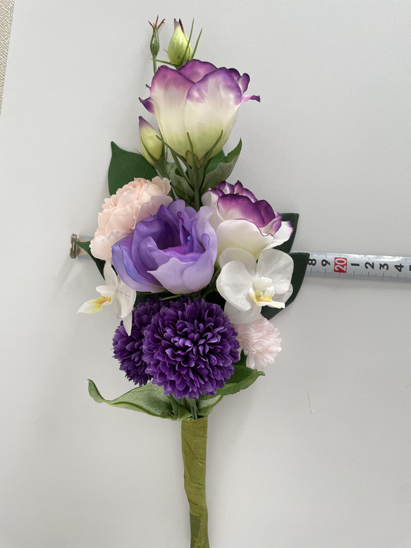 【送料無料】アーティフィシャルフラワー仏花一対　花器無し　40cm お供え 3枚目の画像