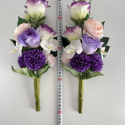 【送料無料】アーティフィシャルフラワー仏花一対　花器無し　40cm お供え 2枚目の画像