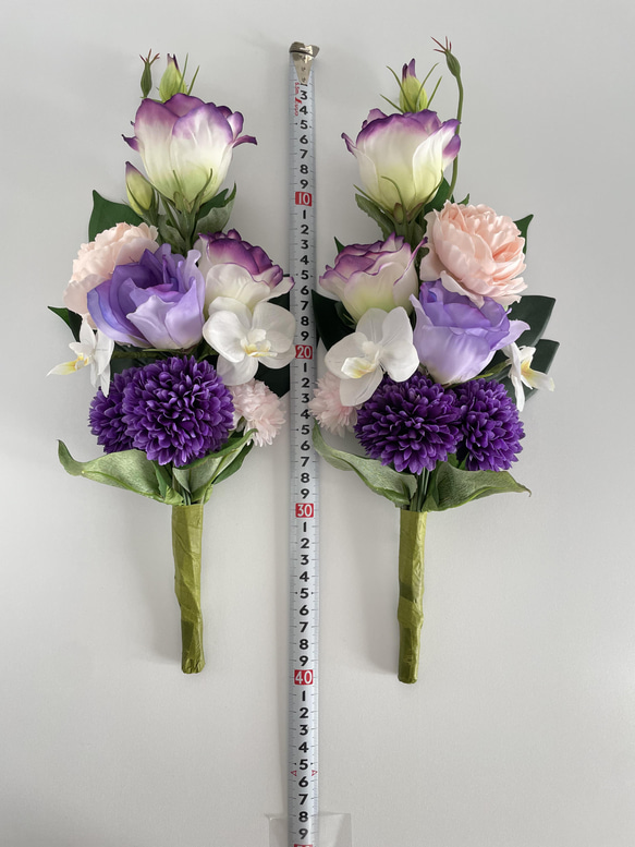 【送料無料】アーティフィシャルフラワー仏花一対　花器無し　40cm お供え 2枚目の画像