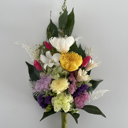 プリザーブドフラワー仏花一基 花器無し 35cm プリザーブド