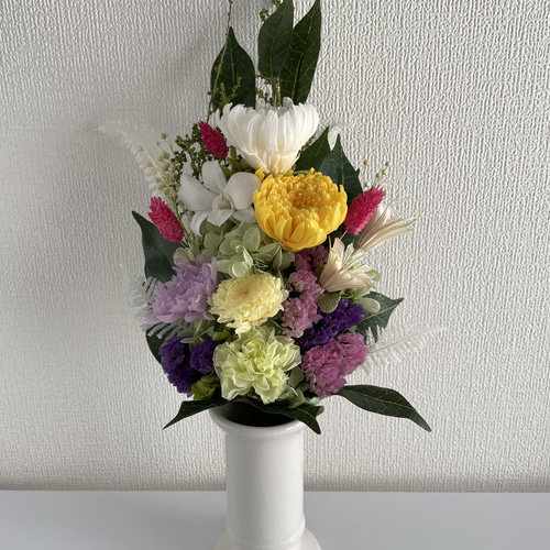 プリザーブドフラワー仏花一基 花器無し 35cm プリザーブド
