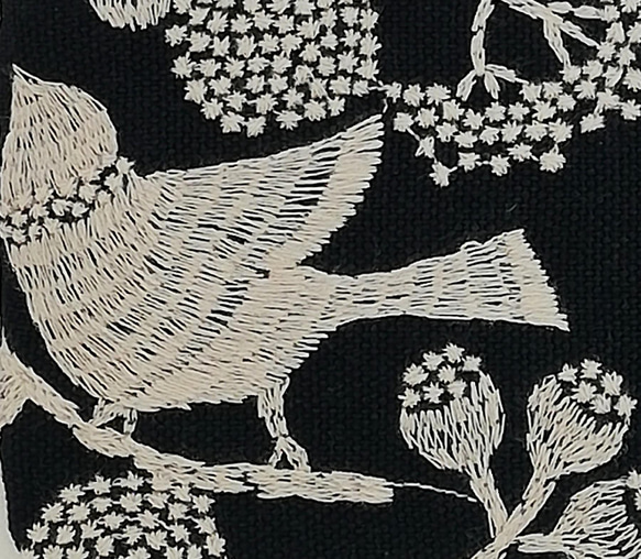 幸福のシンボル《鳥》ミニミニポーチ【点と線模様製作所生地】bird garden 8号帆布 3枚目の画像