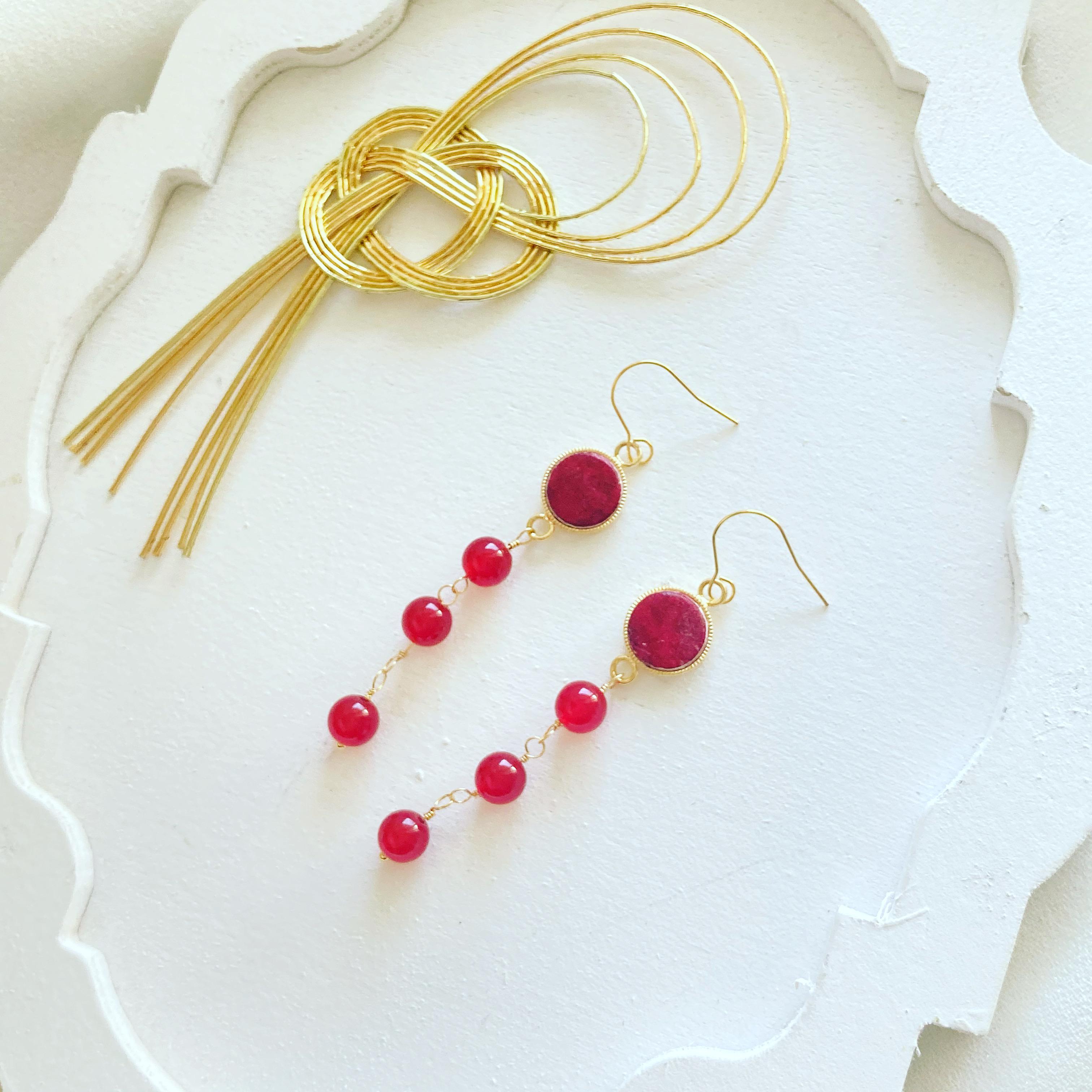 #1001 再販 シルバー レッド チェーン ピアス イヤリング ハンドメイド 1001 再販 レッド シルバー チェーン ハンドメイド ピアス イヤリング