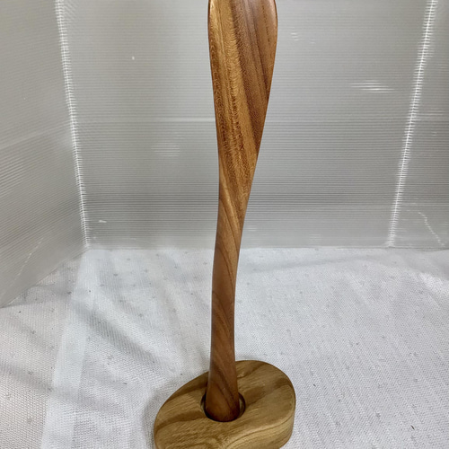 天然木 けやき 靴べらスタンドセット 一点物 手造り 靴ベラ mokuba