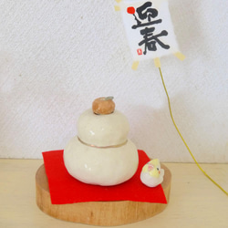 Kotori Kagami Mochi（單輪陶器）與手揉的Kagami Mochi、鸚鵡和橙子 第1張的照片