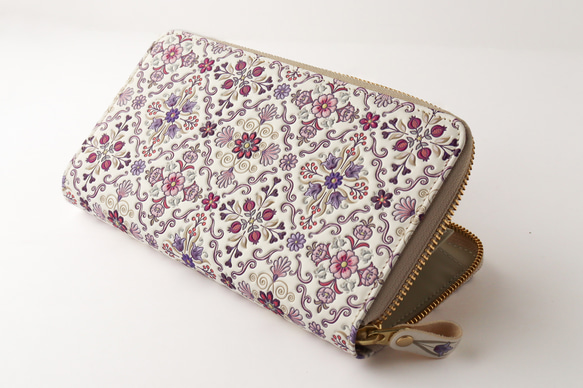 浅草文庫　牛革/文庫革　ラウンド長財布　大容量　オリエント/江戸紫【470218】 3枚目の画像