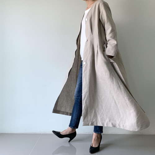 洗練シルエット】ウエストタックで羽織るだけでメリハリコーデ。ガウン