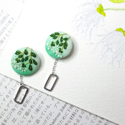 植物#176 台湾在来種 らんしょフウチョウボク 手刺繍耳飾り イヤリング/ピアス 2枚目の画像
