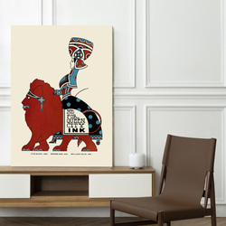 【NO.332】赤色ライオンと民族衣装の女性のレトロポップなアートポスター☆メルヘンファンシーオリエンタル★ハガキA2L 10枚目の画像