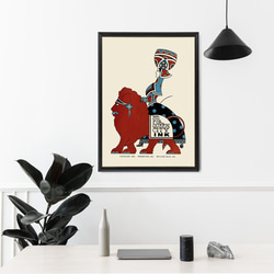 【NO.332】赤色ライオンと民族衣装の女性のレトロポップなアートポスター☆メルヘンファンシーオリエンタル★ハガキA2L 11枚目の画像