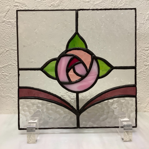 ステンドグラス・パネル ☆ローズミニ15cm角 その他インテリア雑貨