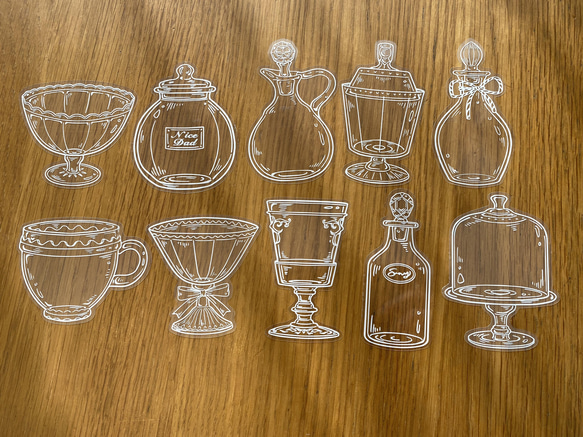 新入荷！『クリアシール ガラス瓶シリーズ [ IFM-158 ]』～10デザイン20枚入り～ 2枚目の画像